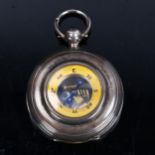A rare late Victorian novelty silver combination pocket barometer and compass, the lid with inset