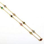 A modern 14ct gold gem set spacer necklace, length 42cm, 2.7g No damage or repairs, all stones