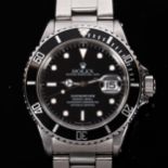 ROLEX - a stainless steel Submariner Oyster Perpetual Date automatic bracelet watch, ref. 168000,