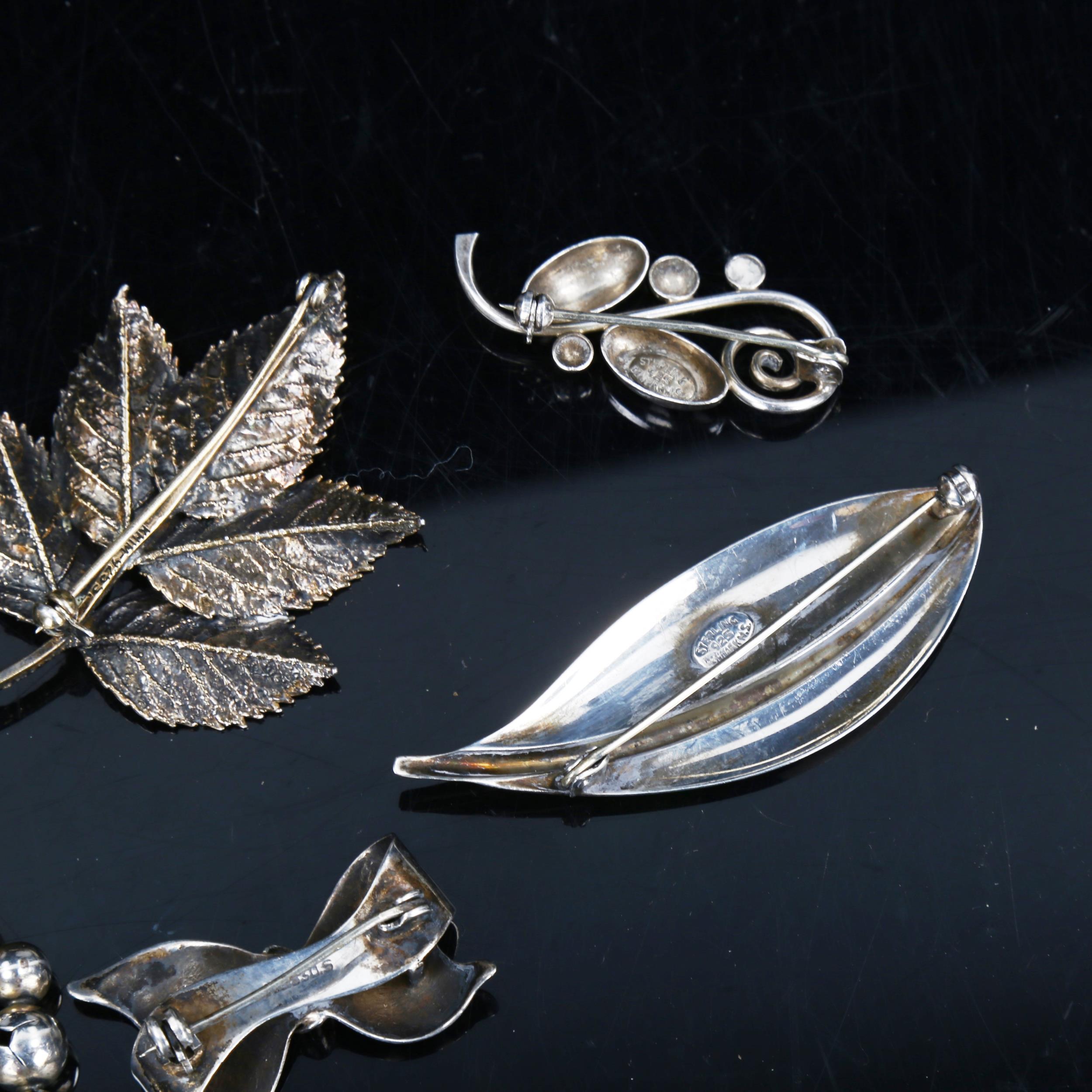 6 Vintage Danish stylised silver brooches, makers included Hermann Siersbol and John Lauridsen, - Image 3 of 4