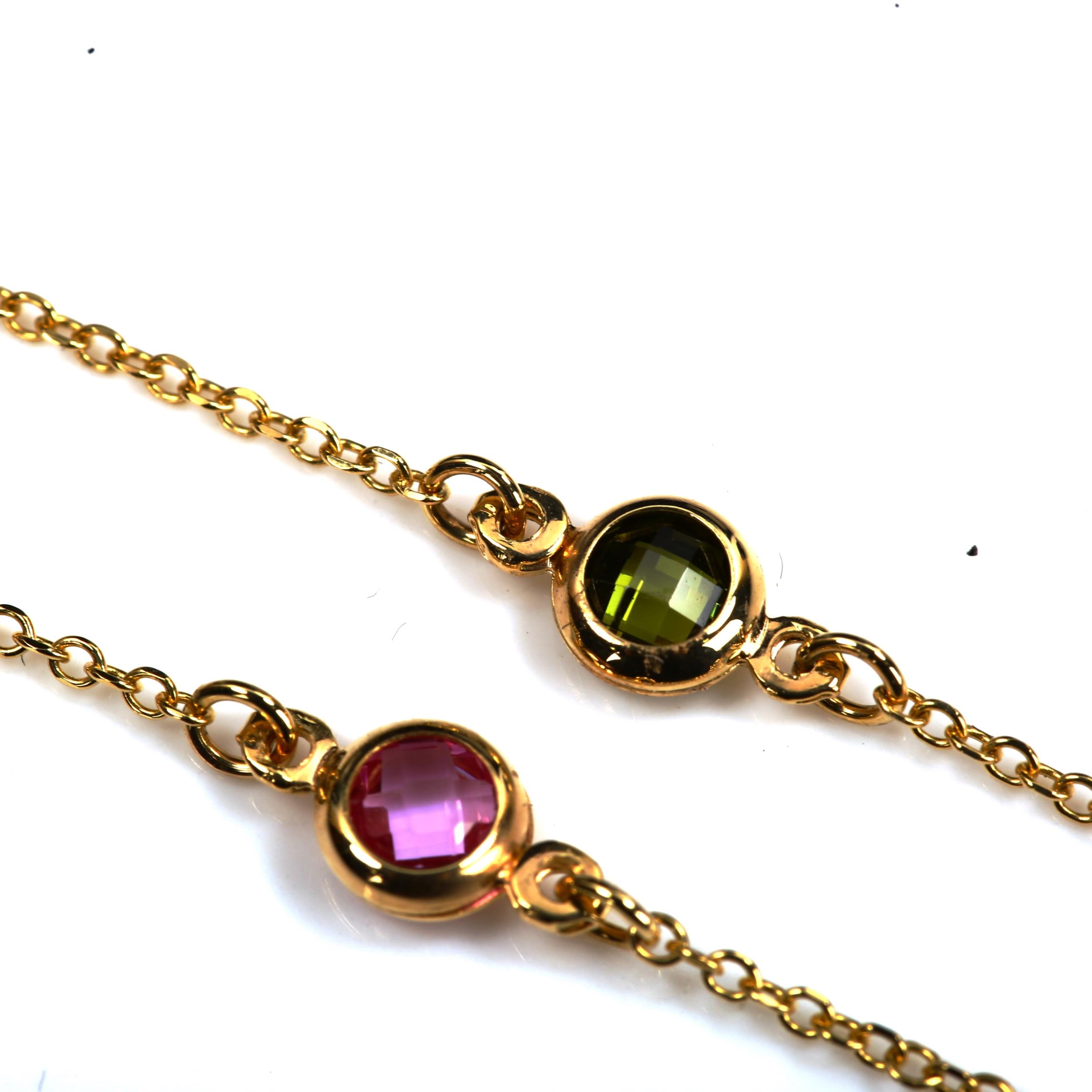 A modern 14ct gold gem set spacer necklace, length 42cm, 2.7g No damage or repairs, all stones - Image 2 of 4