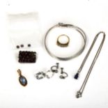 Various jewellery, including 9ct gold pearl ring, Victorian garnet brooch etc Lot sold as seen