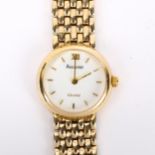 ACCURIST - a lady's 9ct gold quartz bracelet watch, white dial with baton hour markers and 9ct