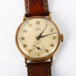 SMITHS - a Vintage 9ct gold De Luxe mechanical wristwatch, ref. 12383, circa 1956, cream dial with