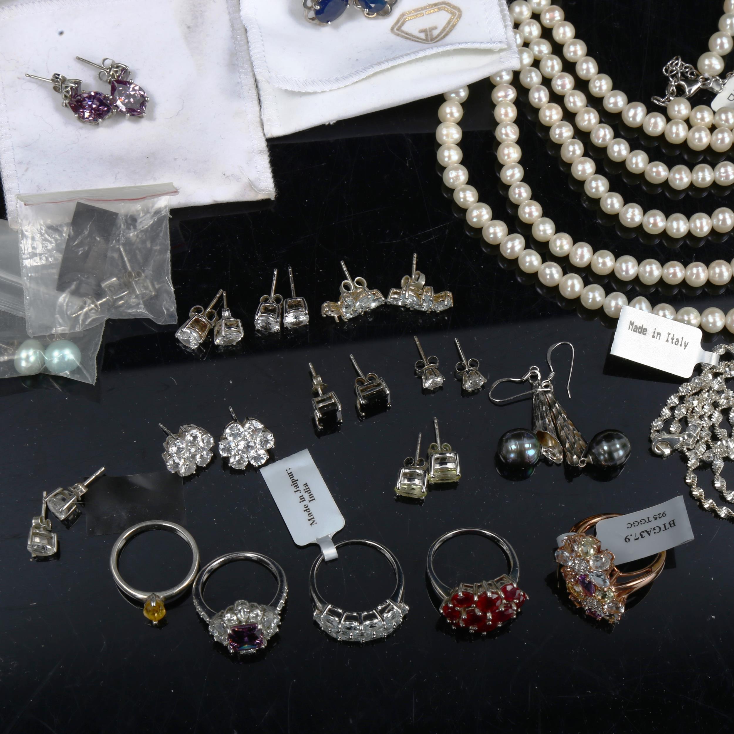 A quantity of modern silver stone set jewellery, most with gemstone certificates Lot sold as seen - Image 2 of 4