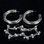 2 pieces of Danish silver jewellery, comprising bracelet and large pair of hoop earrings, bracelet