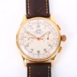 CHRONOGRAPHE SUISSE - an 18ct gold Javil mechanical chronograph wristwatch, silvered dial with