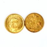 An Edward VII 1902 gold half sovereign coin, 3.9g, and an Iranian 1/2 Pahlavi Mohammed Reza Shah