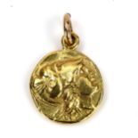 An Ancient Greece Kingdom of Macedonia Alexander The Great gold Stater coin, obverse with head of