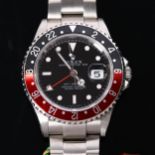 ROLEX - a stainless steel 'Coke' GMT Master II Oyster Perpetual Date automatic bracelet watch,