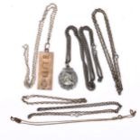 Various silver chains and pendants, including ingot and Art Nouveau, 75.6g total Lot sold as seen