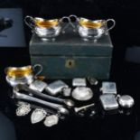 Various silver plate and collectables, including Vesta cases, Georgian Scottish sugar tongs, novelty