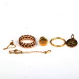 Various gold jewellery, including 22ct gold wedding band, 2.2g, 9ct ring and pendant, 9.8g etc Lot