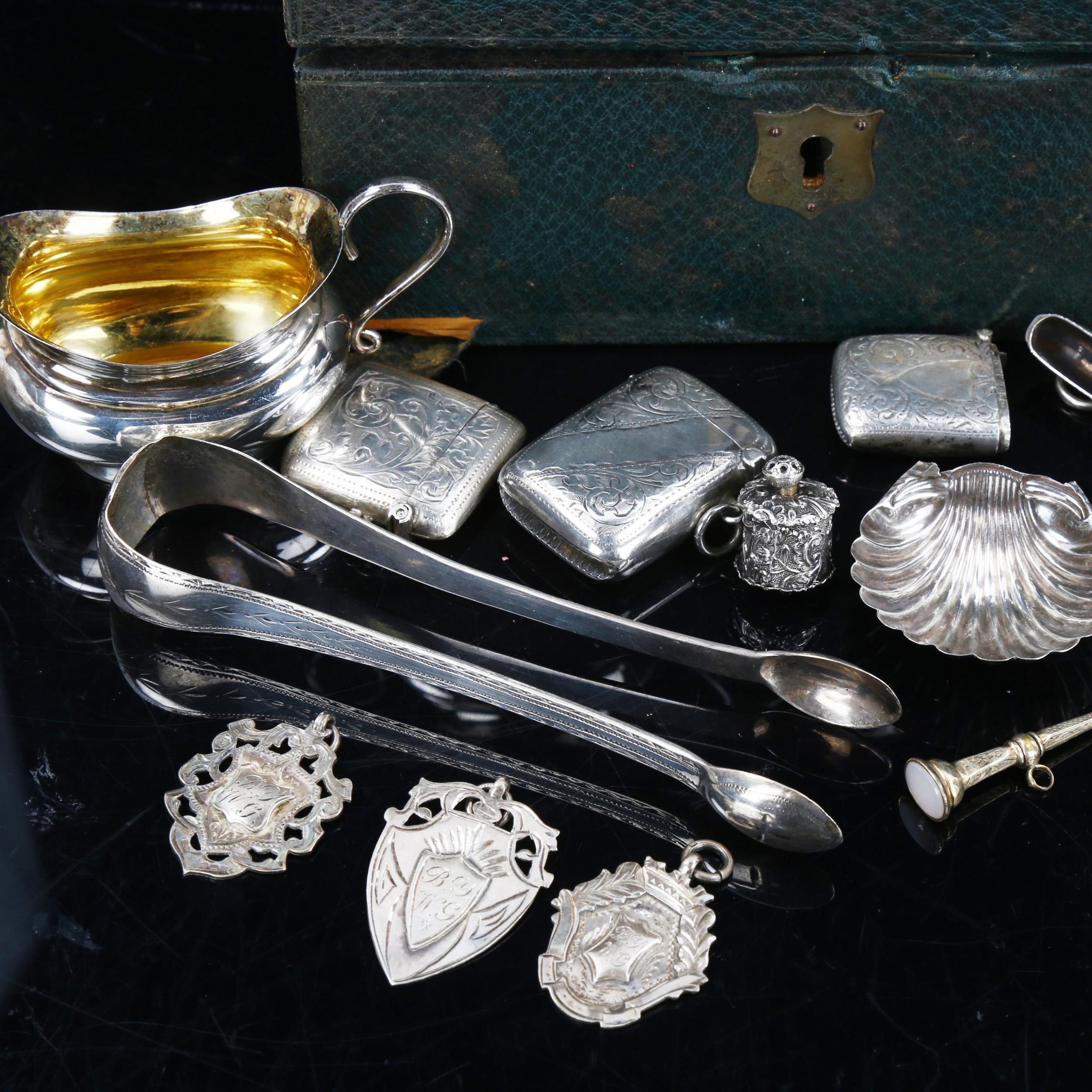 Various silver plate and collectables, including Vesta cases, Georgian Scottish sugar tongs, novelty - Image 2 of 4