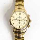 CHRISTOPHER WARD - a gold plated stainless steel C3 Malvern quartz chronograph bracelet watch,