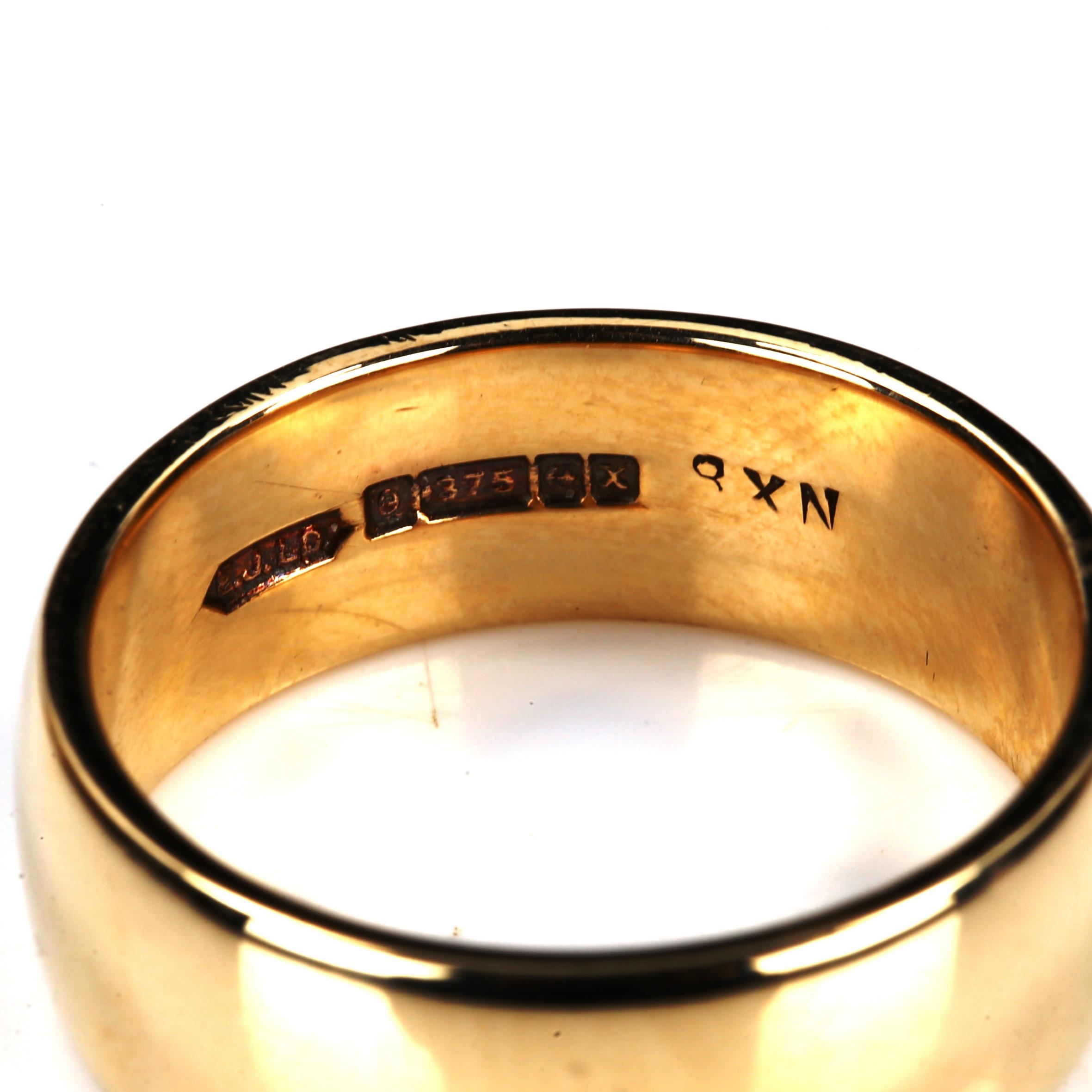 A late 20th century 9ct gold wedding band ring, maker's marks EJ Ltd, hallmarks Birmingham 1972, - Image 3 of 4
