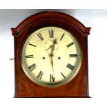 A 19th century mahogany 8-day circular dial longcase clock, cream enamel dial with Roman numeral