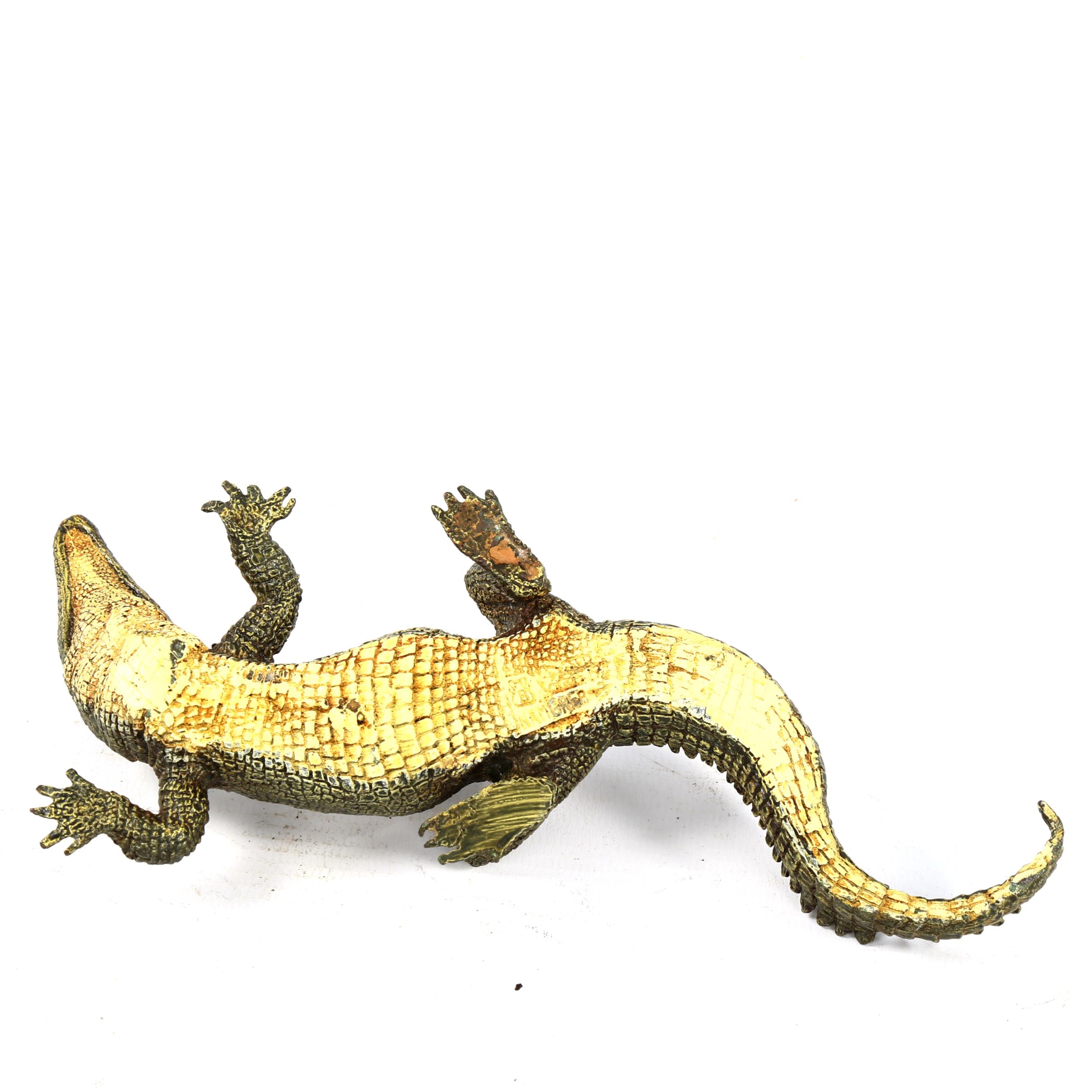 Bergmann style cold painted bronze alligator, length 20cm - Image 3 of 3