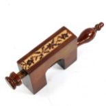 A Victorian Tunbridge Ware rosewood and parquetry inlaid sewing clamp, length 22cm