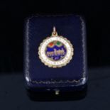 9ct gold and coloured enamel National Union Of Railwaymen fob, dated 1921, 27mm across