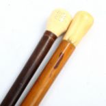 2 x 17th/18th century ivory pique inlay-handled walking sticks (2)