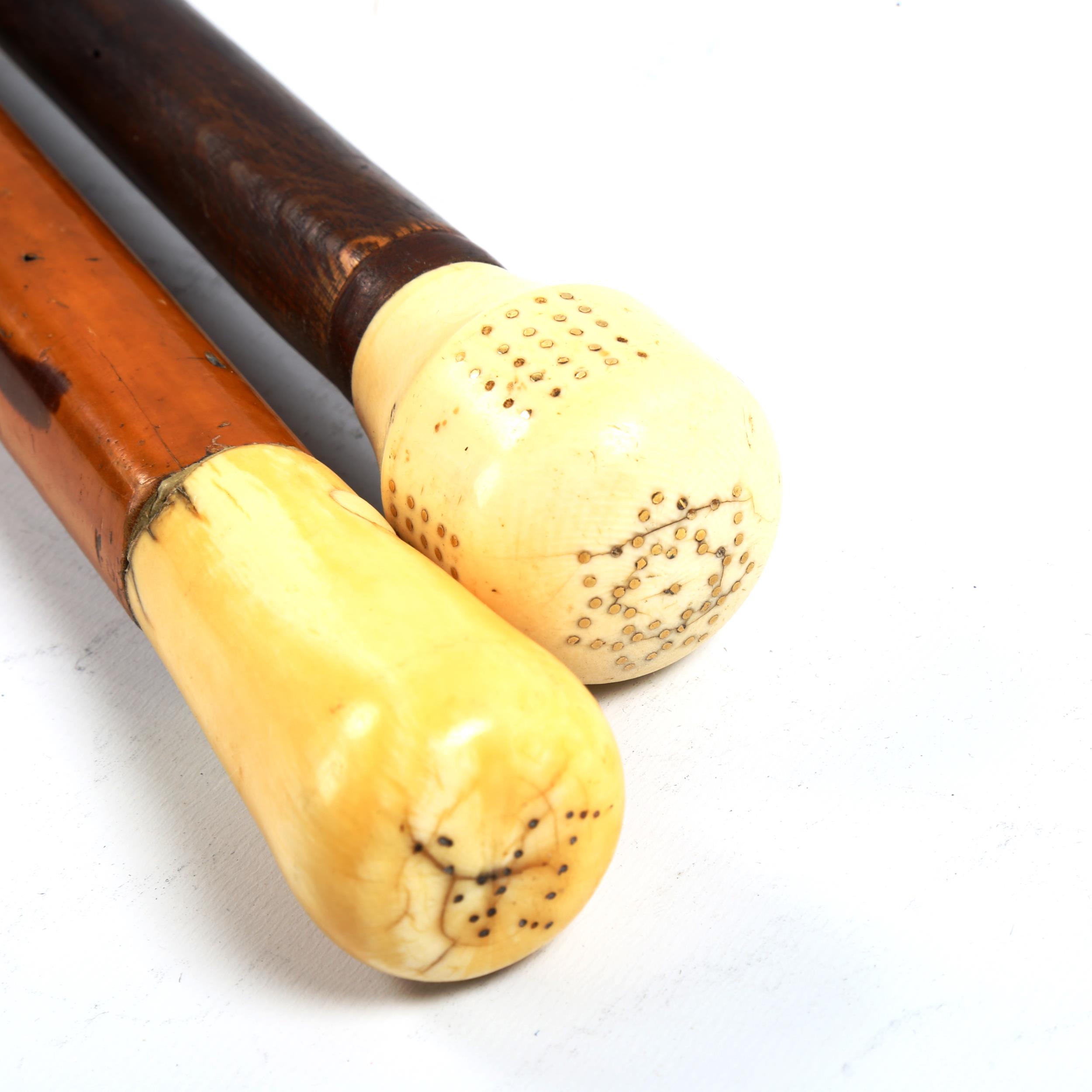 2 x 17th/18th century ivory pique inlay-handled walking sticks (2) - Image 2 of 5