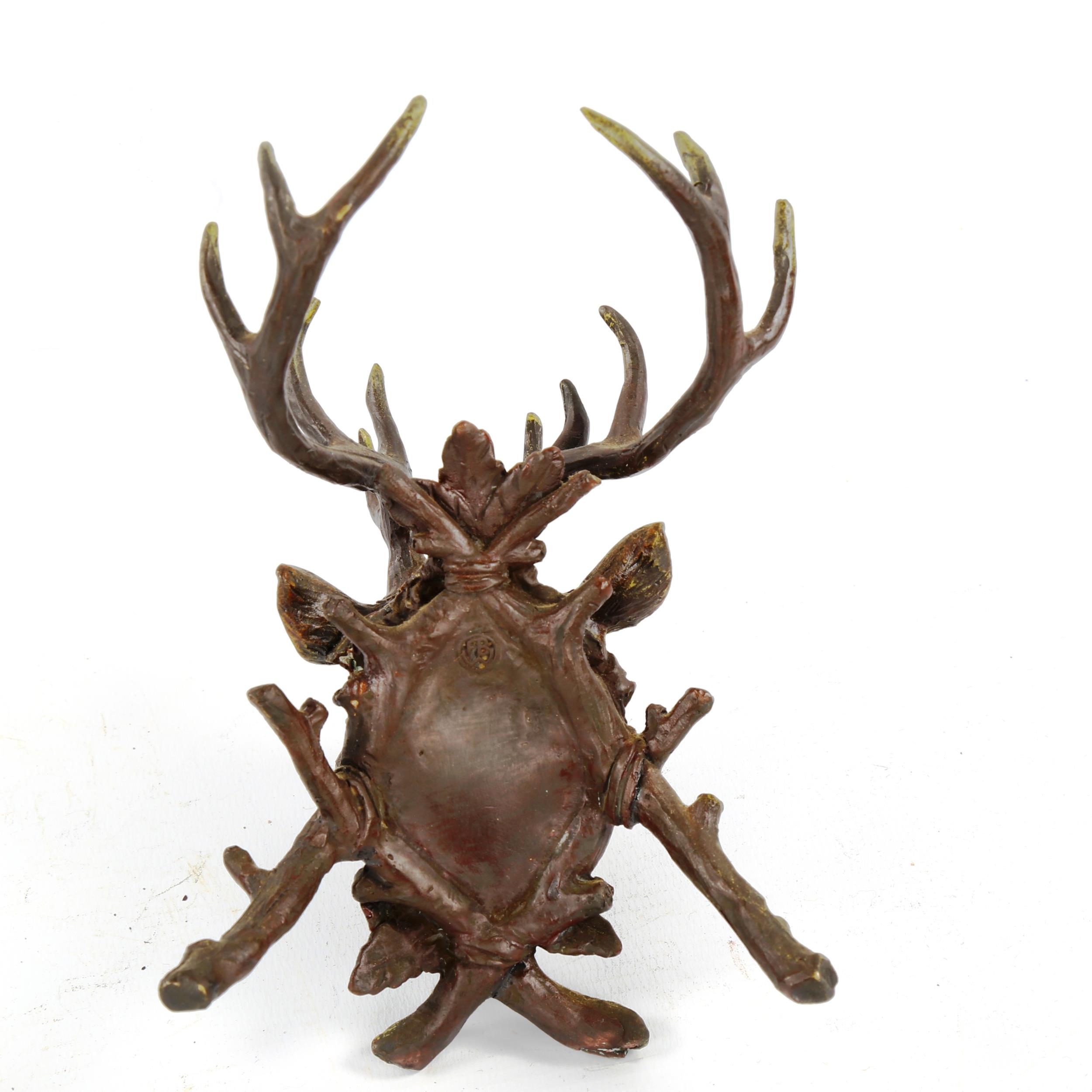 Bergmann style cold painted bronze stag's head desk stand, height 14cm - Image 2 of 3