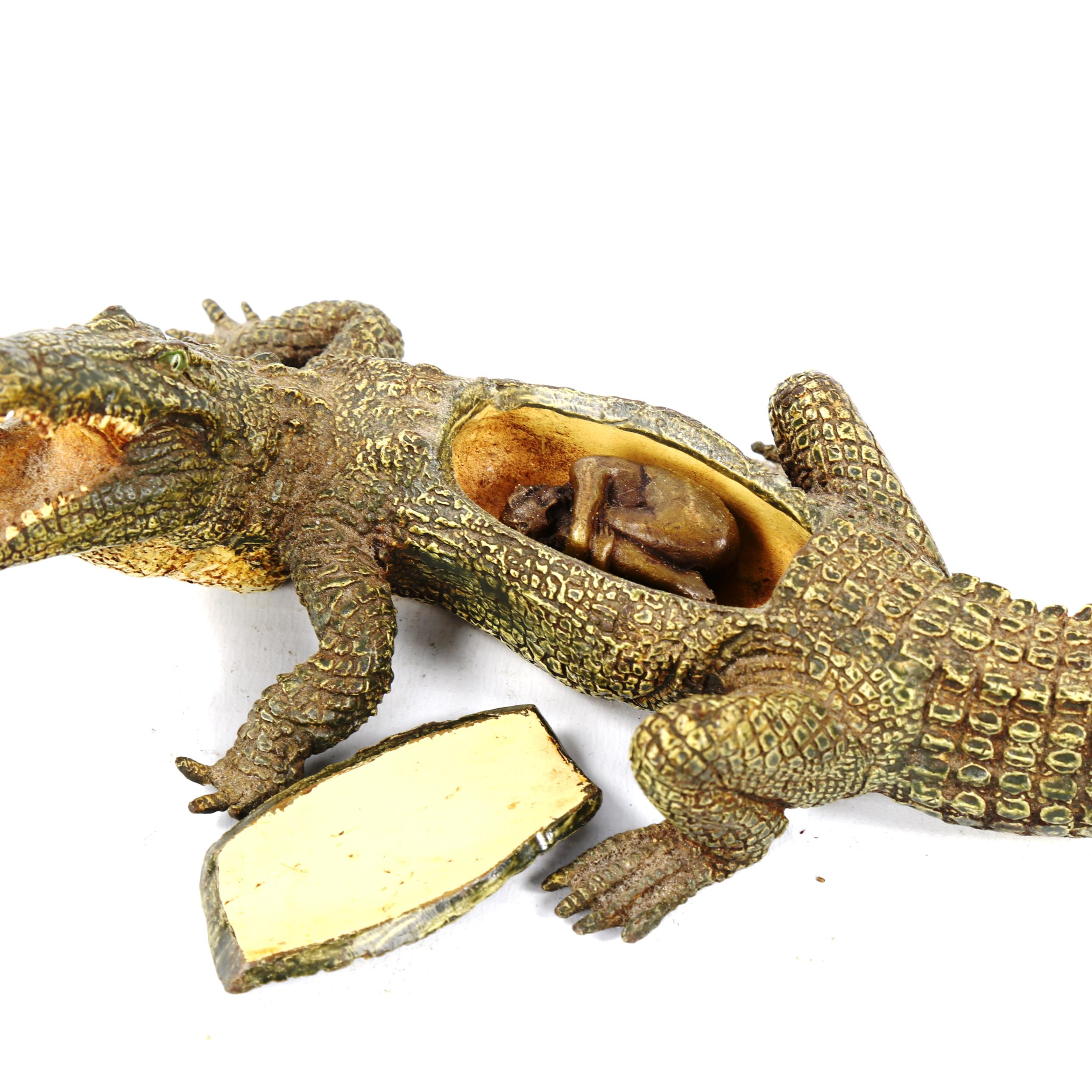 Bergmann style cold painted bronze alligator, length 20cm - Image 2 of 3