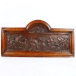 A 19th century relief copper electrotype plaque depicting a Coronation, in original moulded oak