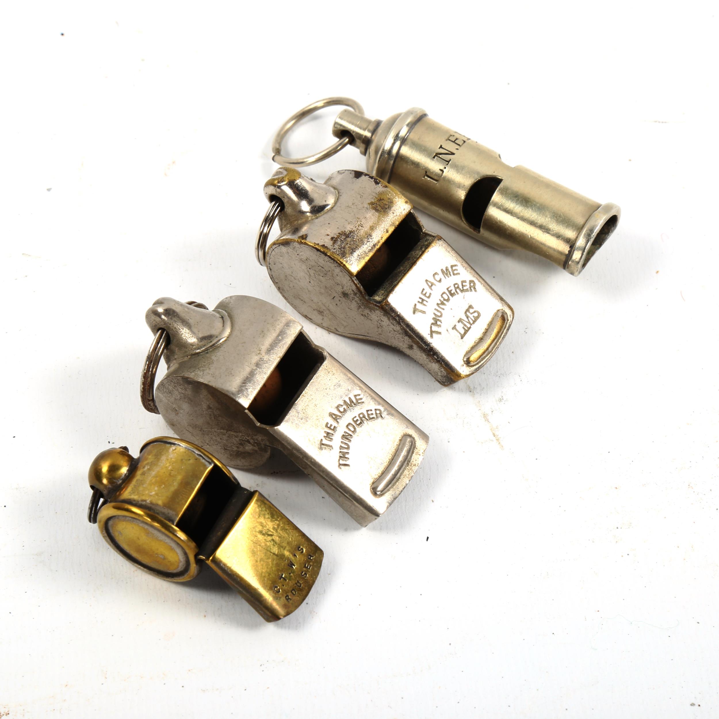 RAILWAY INTEREST - 4 nickel plate whistles, including LNER, LPTB, and LMS