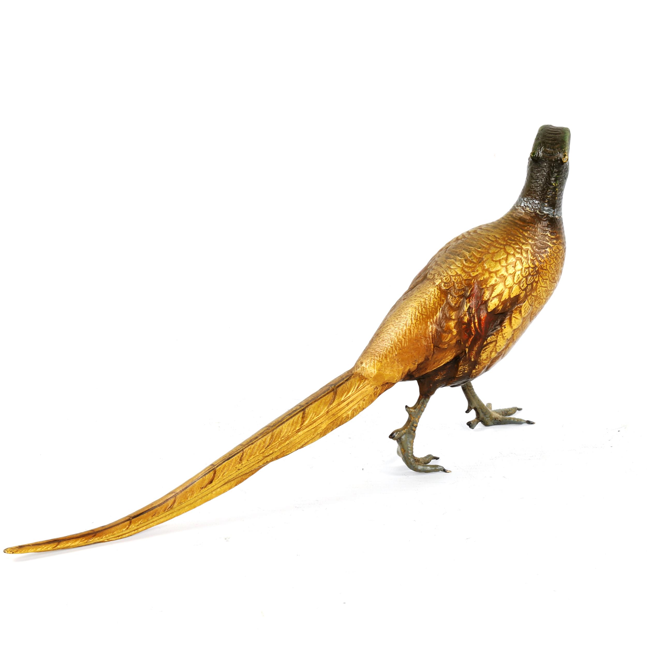 A large Bergmann style cold painted bronze pheasant, length 35cm - Image 2 of 3