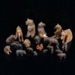 A group of Black Forest carved wood bears