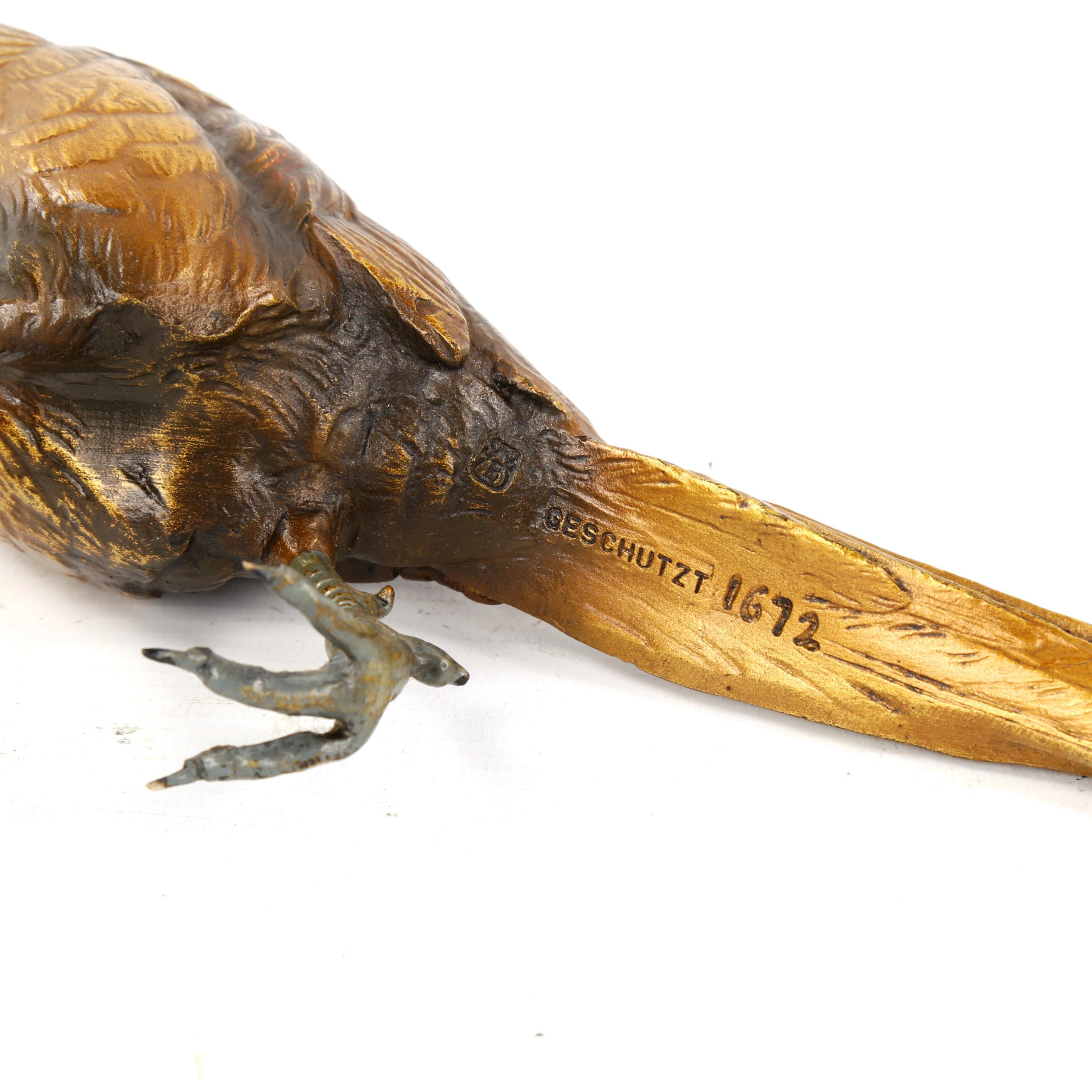 A large Bergmann style cold painted bronze pheasant, length 35cm - Image 3 of 3