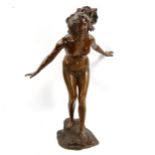 A patinated bronze sculpture, female nude, early 20th century, indistinctly signed, height 40cm