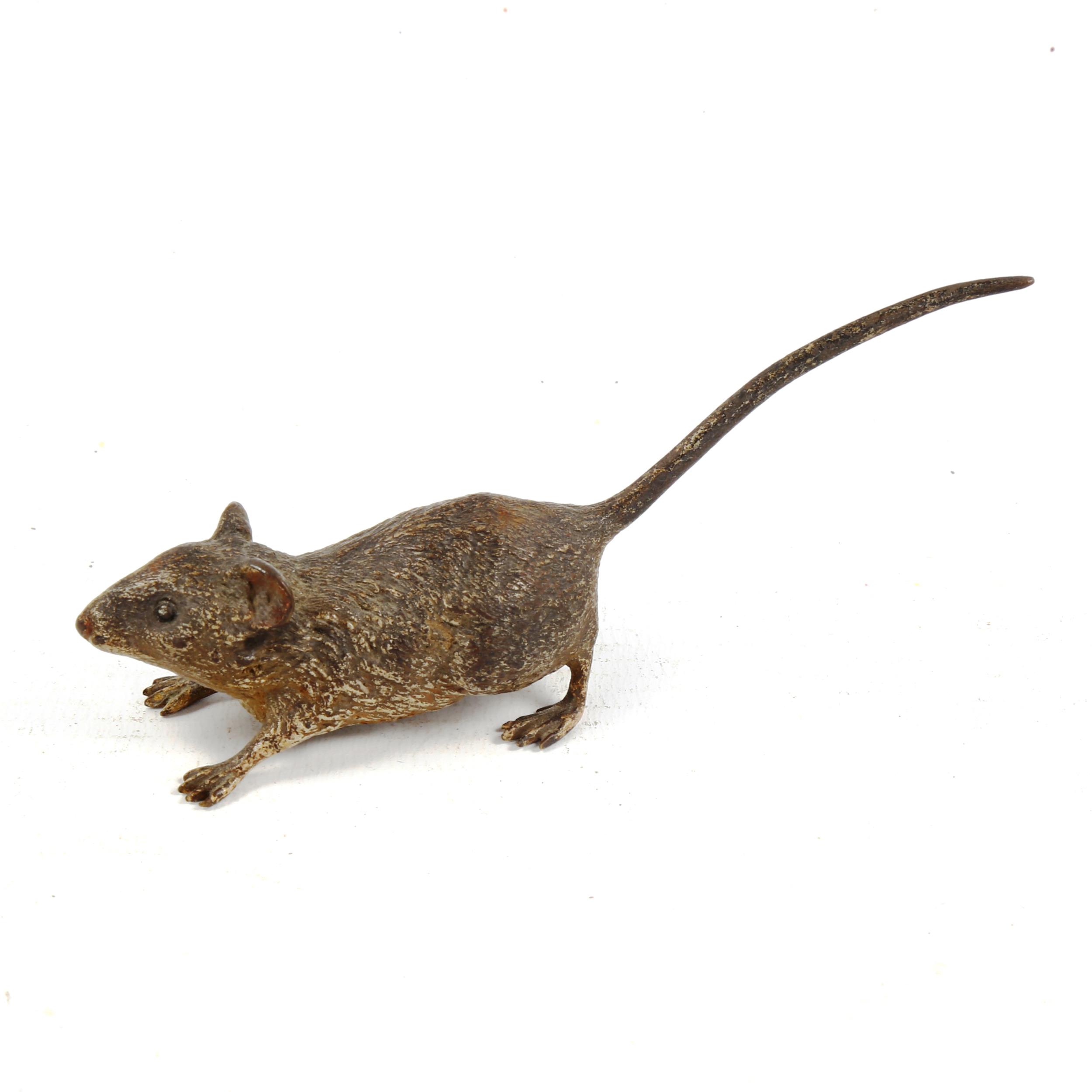 Austrian cold painted bronze mouse, indistinct maker's marks and serial no. length 12cm - Image 2 of 3