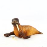 Bergmann style cold painted bronze walrus, length 14cm