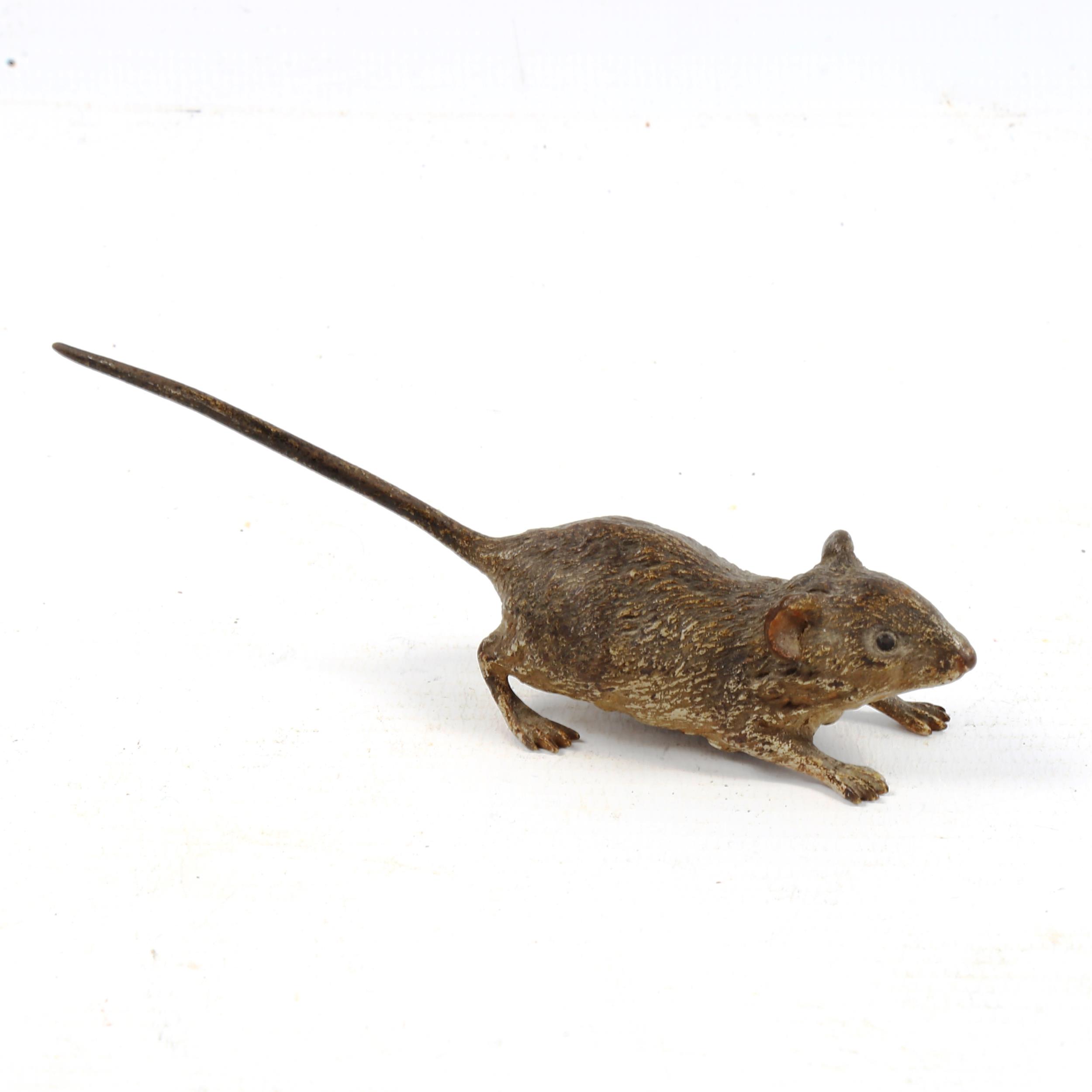 Austrian cold painted bronze mouse, indistinct maker's marks and serial no. length 12cm