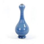 A Chinese pale blue glaze porcelain double-gourd vase, seal mark, height 17cm