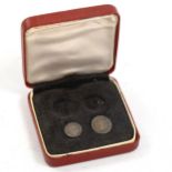 1842 Maundy one and two pence coins, cased