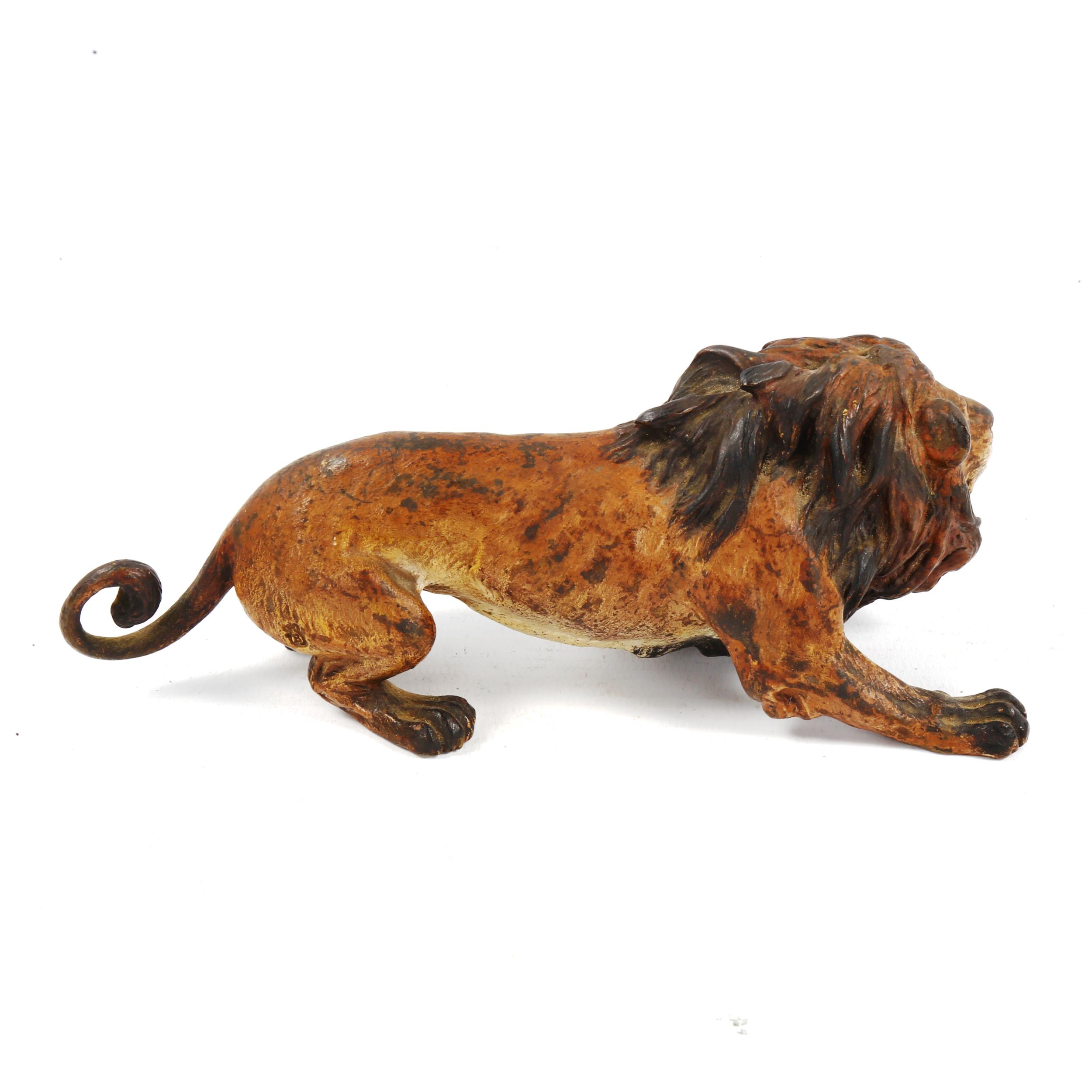 Franz Bergmann, cold painted bronze prowling lion, impressed marks no. 2607, length 18cm - Image 2 of 3