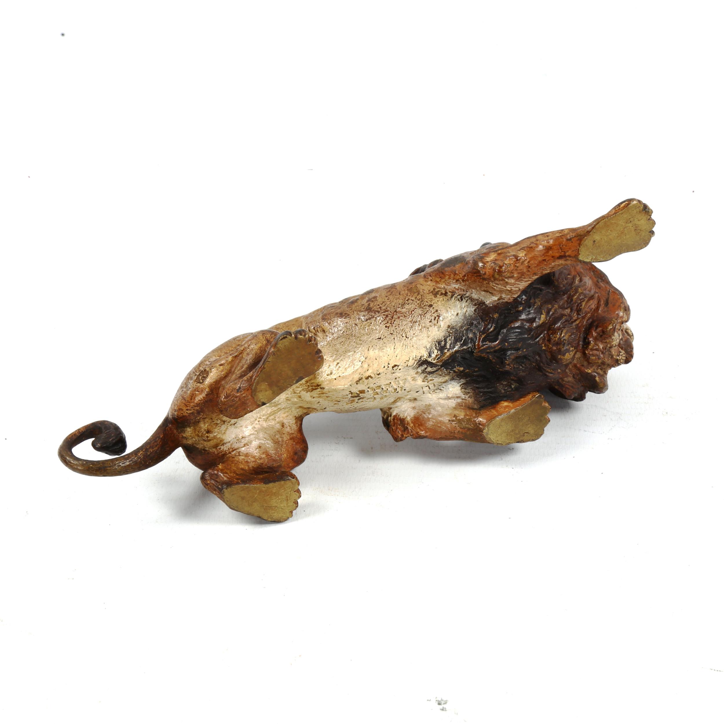 Franz Bergmann, cold painted bronze prowling lion, impressed marks no. 2607, length 18cm - Image 3 of 3