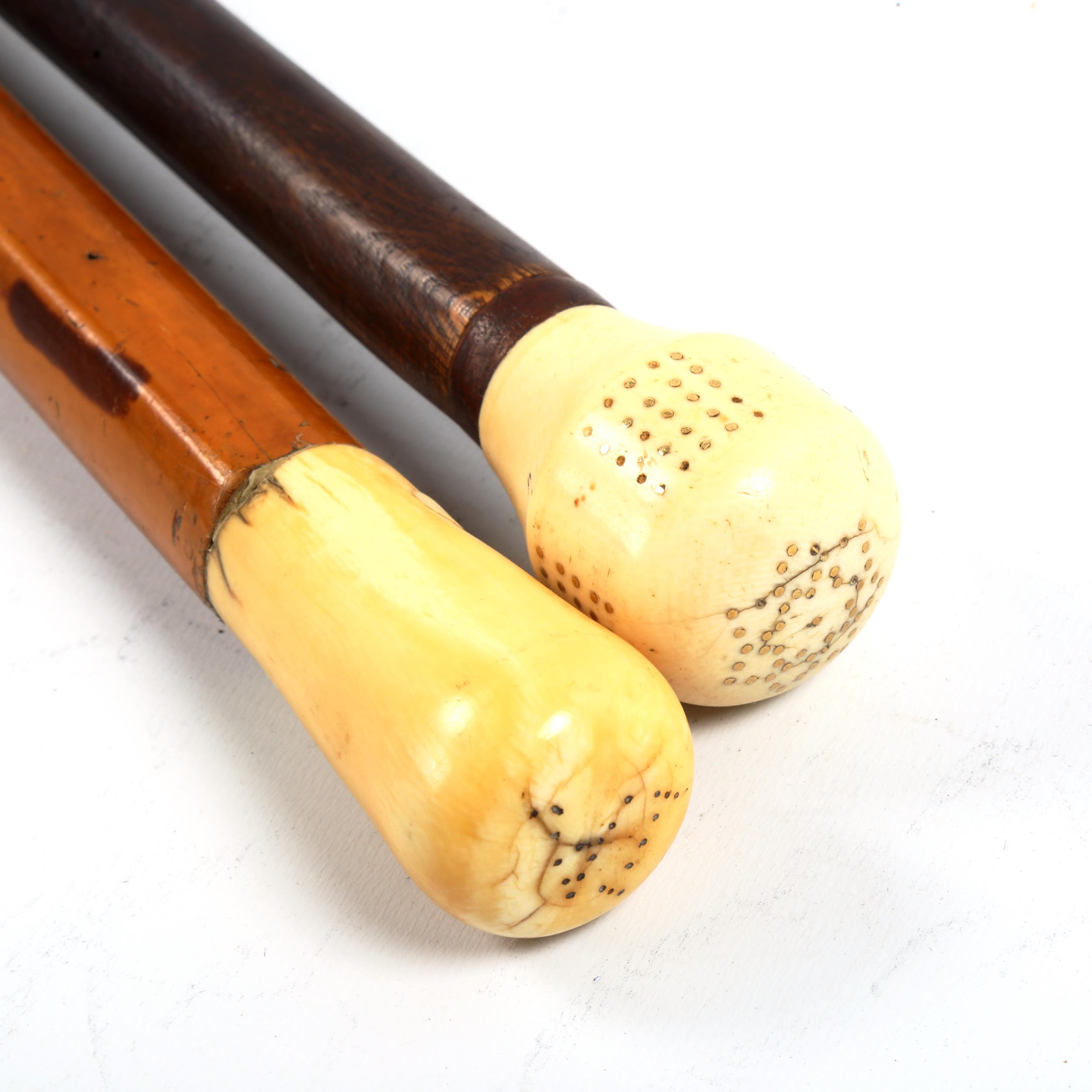 2 x 17th/18th century ivory pique inlay-handled walking sticks (2) - Image 5 of 5