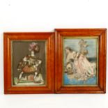 2 x 19th century collage pictures in original maple frames, overall frame dimensions 33cm x 26cm (2)