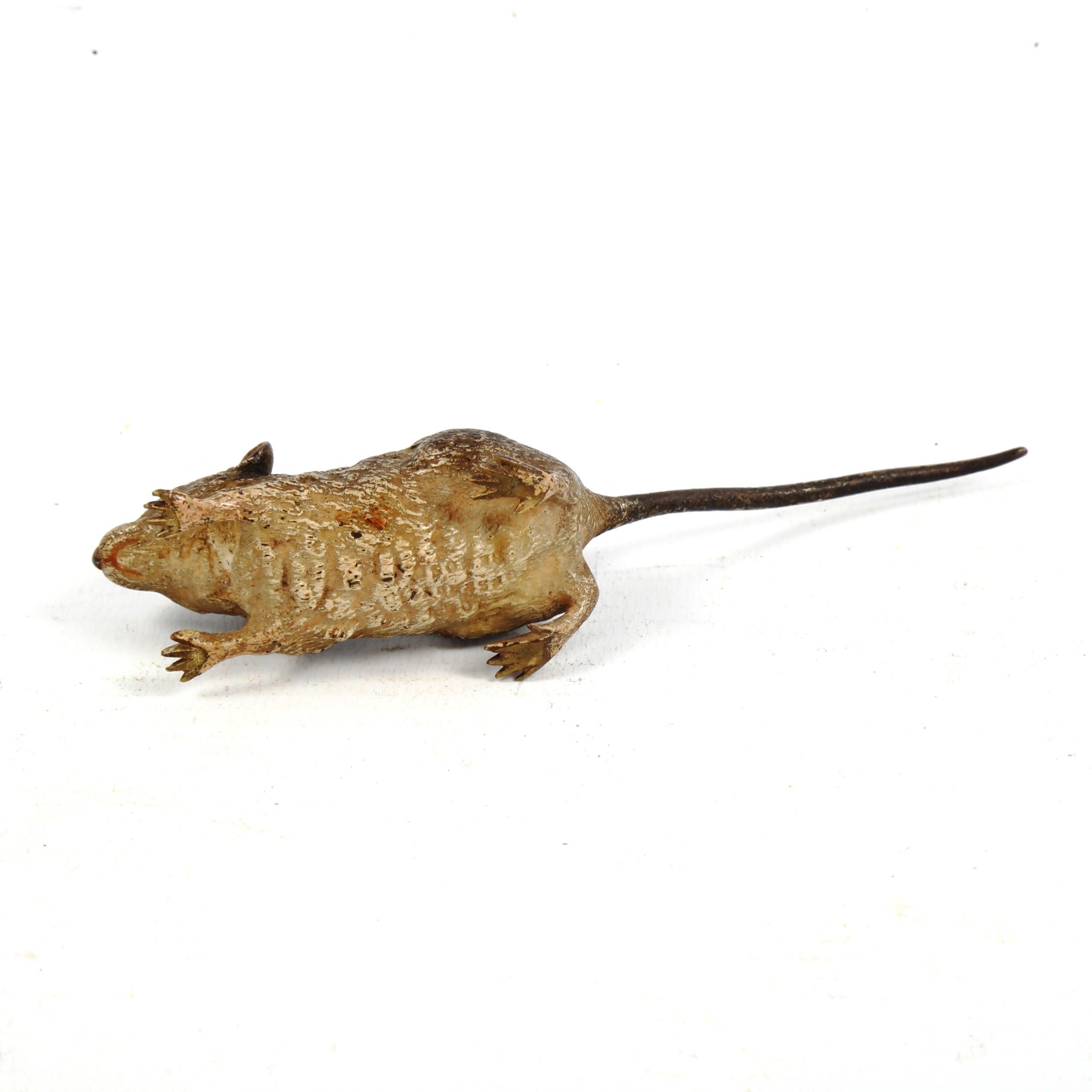 Austrian cold painted bronze mouse, indistinct maker's marks and serial no. length 12cm - Image 3 of 3