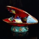 A Vallauris Pottery tropical fish and shell design lamp base, length 27cm