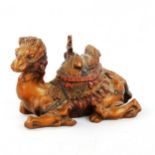 Franz Bergmann, cold painted bronze inkwell in the form of a camel, length 14cm