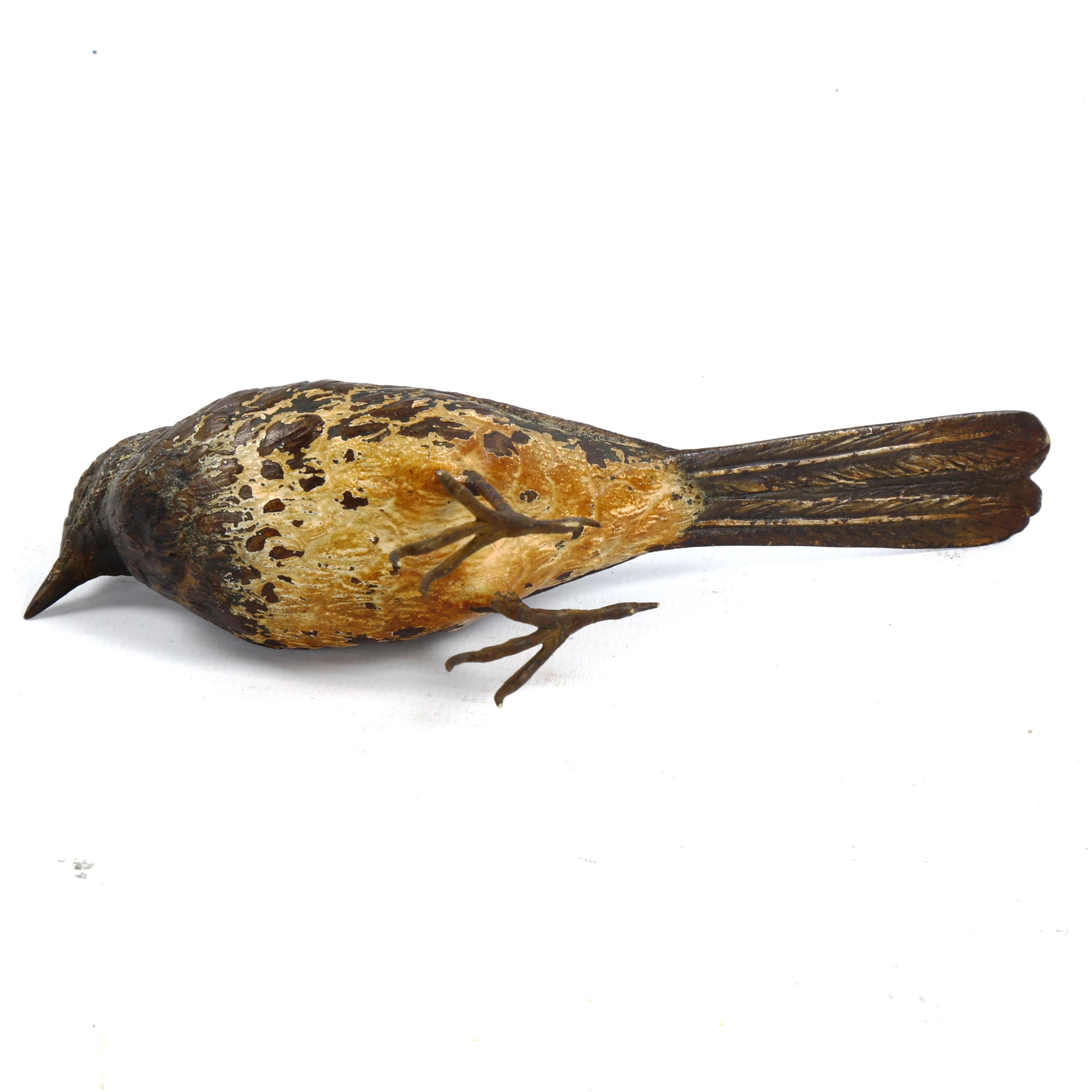 Austrian cold painted bronze bird, unmarked, length 14cm - Image 3 of 3