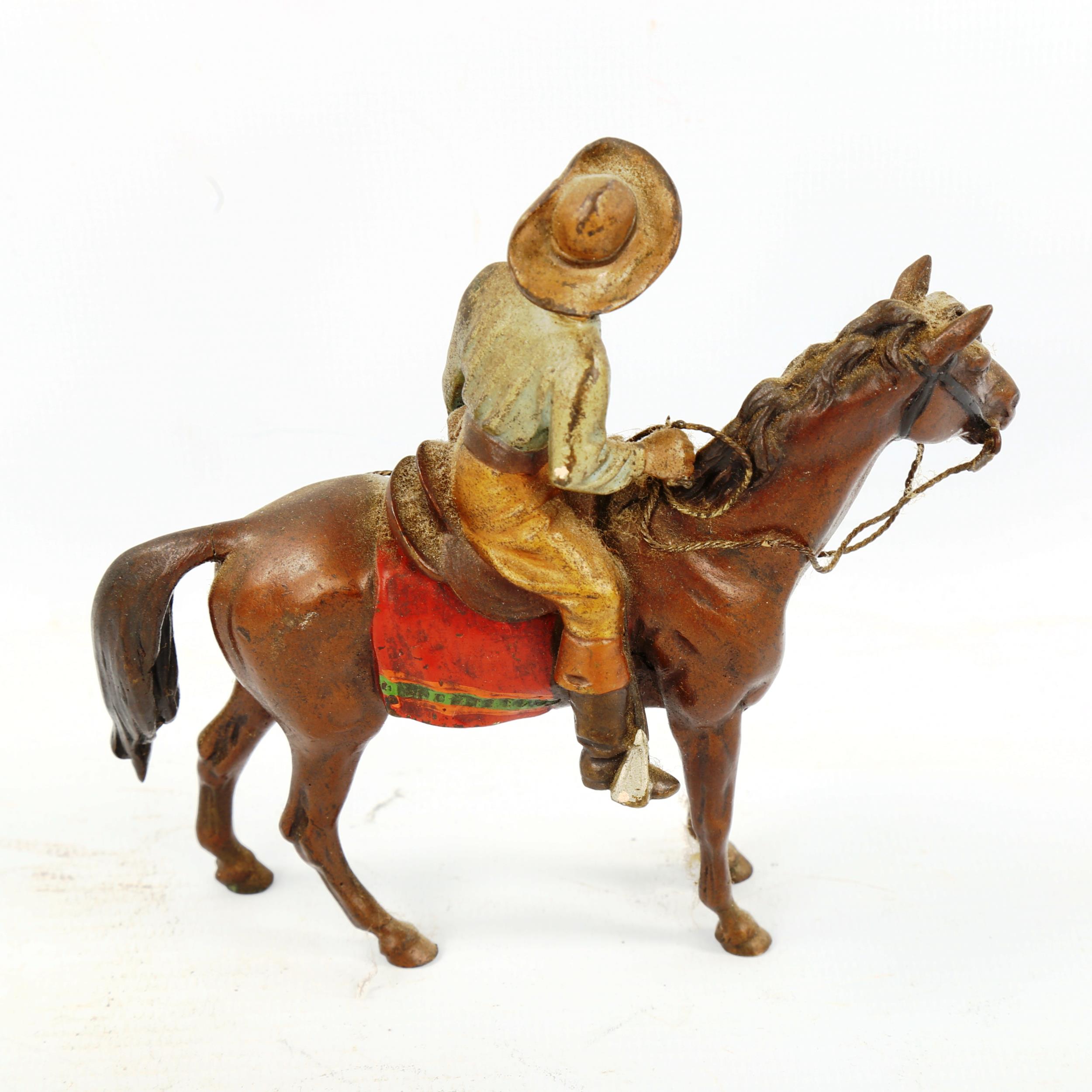 Austrian cold painted bronze cowboy on horseback, length 12cm, height 12cm - Image 2 of 3