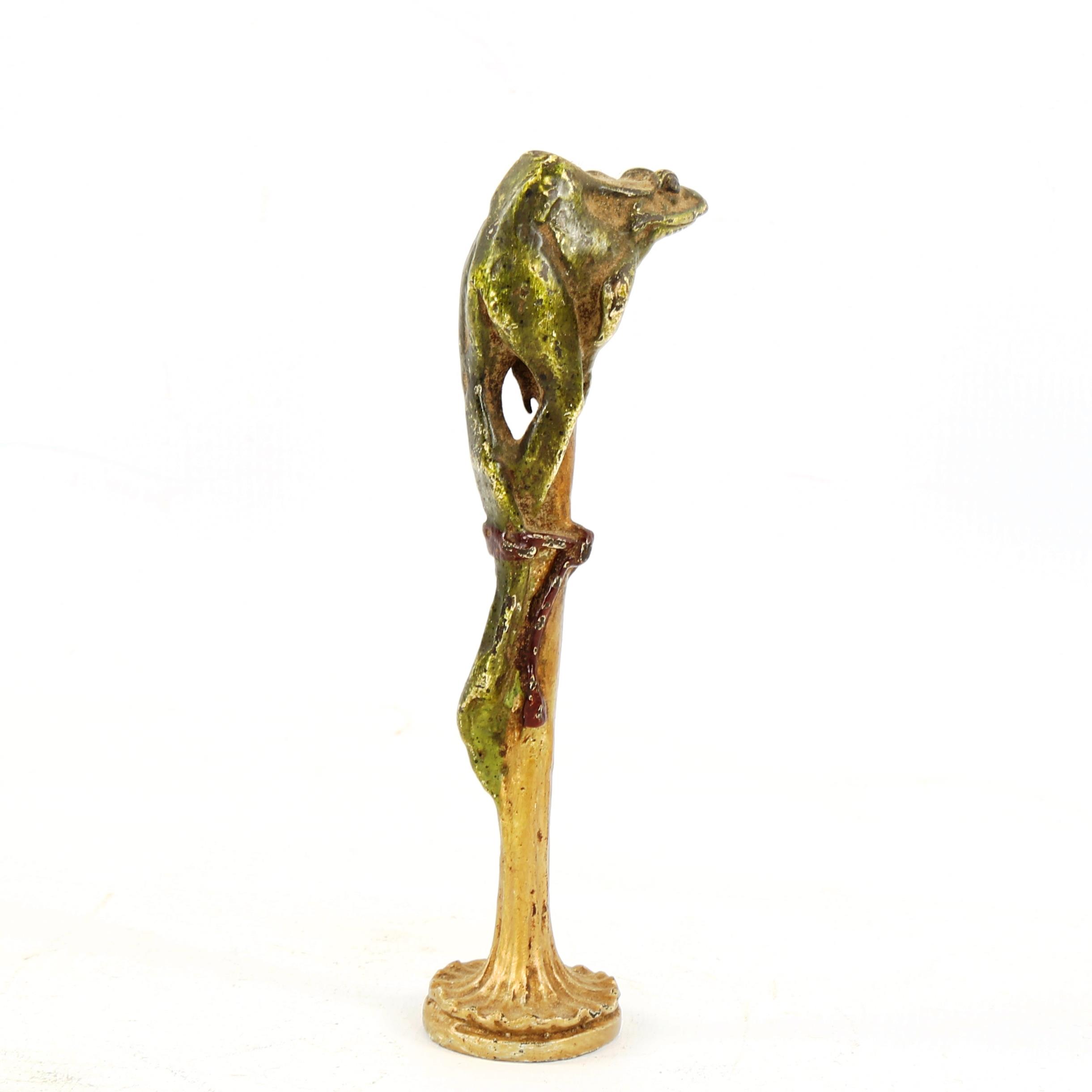 Franz Bergmann, cold painted bronze frog on a pole, height 10.5cm - Image 2 of 3