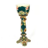 An Art Nouveau Majolica pottery jardiniere on stand, impressed pattern no. 4227 and 4229, no factory